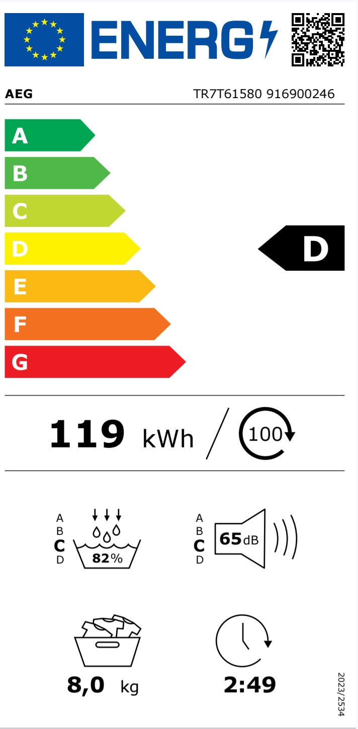 AEG 8 kg Wärmepumpentrockner TR 7 T 61580 – Bild 5