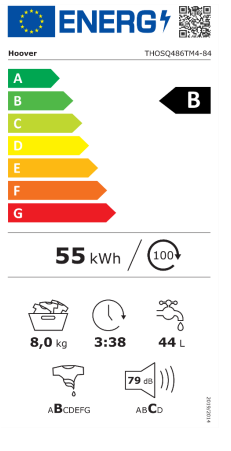 Hoover Toplader 8 kg 1400 U/min. THOSQ 486 TM 4-84 – Bild 11