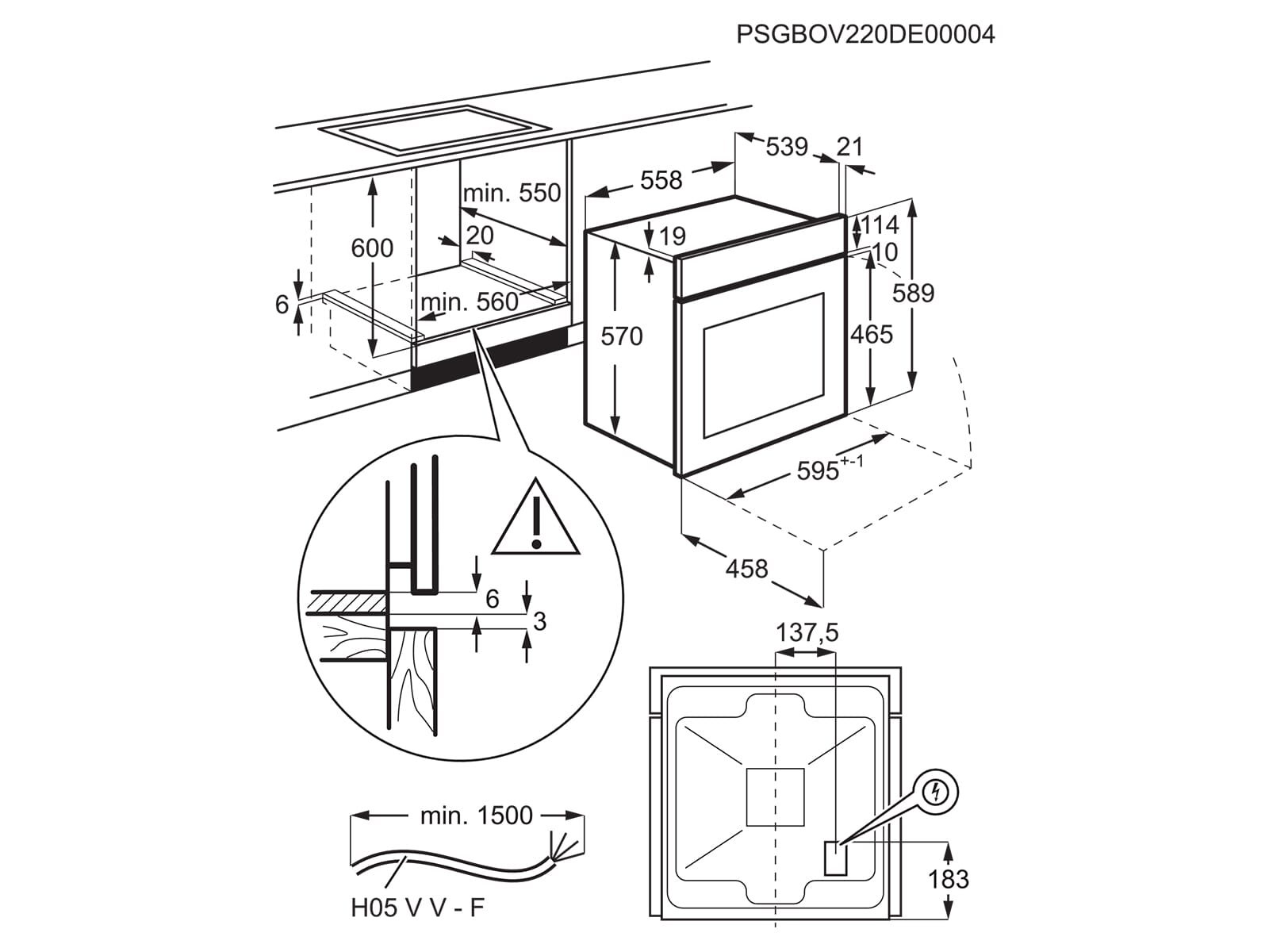 AEG Set Einbauherd Glaskeramikkochfeld TA64RA00XB+OU5AE10CM – Bild 14