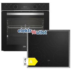 Beko *A* Einbau-Herdset mit Glaskeramikkochfeld und 1-fach Teleskopauszug - BBUM 13329 XS